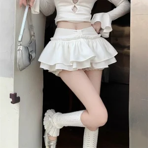 2026 Summer Lady Korean Fashion Cake Skirts Girls Ballet High Waist Thin Skirts Women Lady Classic Solid A-line Dress